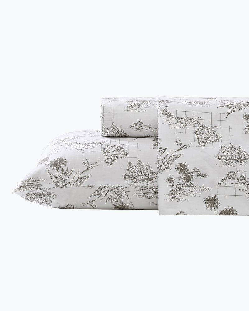 Vintage Map 4-Piece King Sheet Set - Tommy Bahama Beach & Home