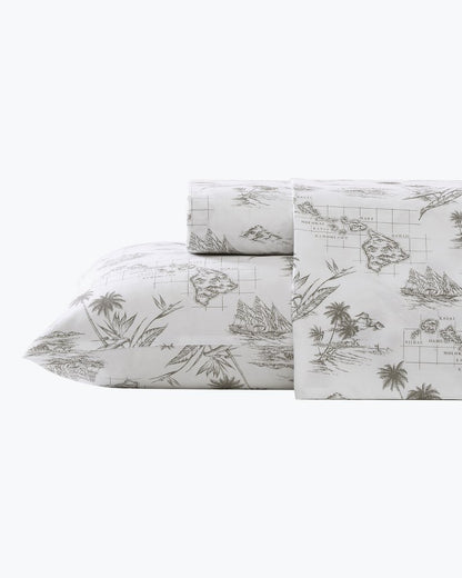 Vintage Map 4-Piece King Sheet Set - Tommy Bahama Beach & Home