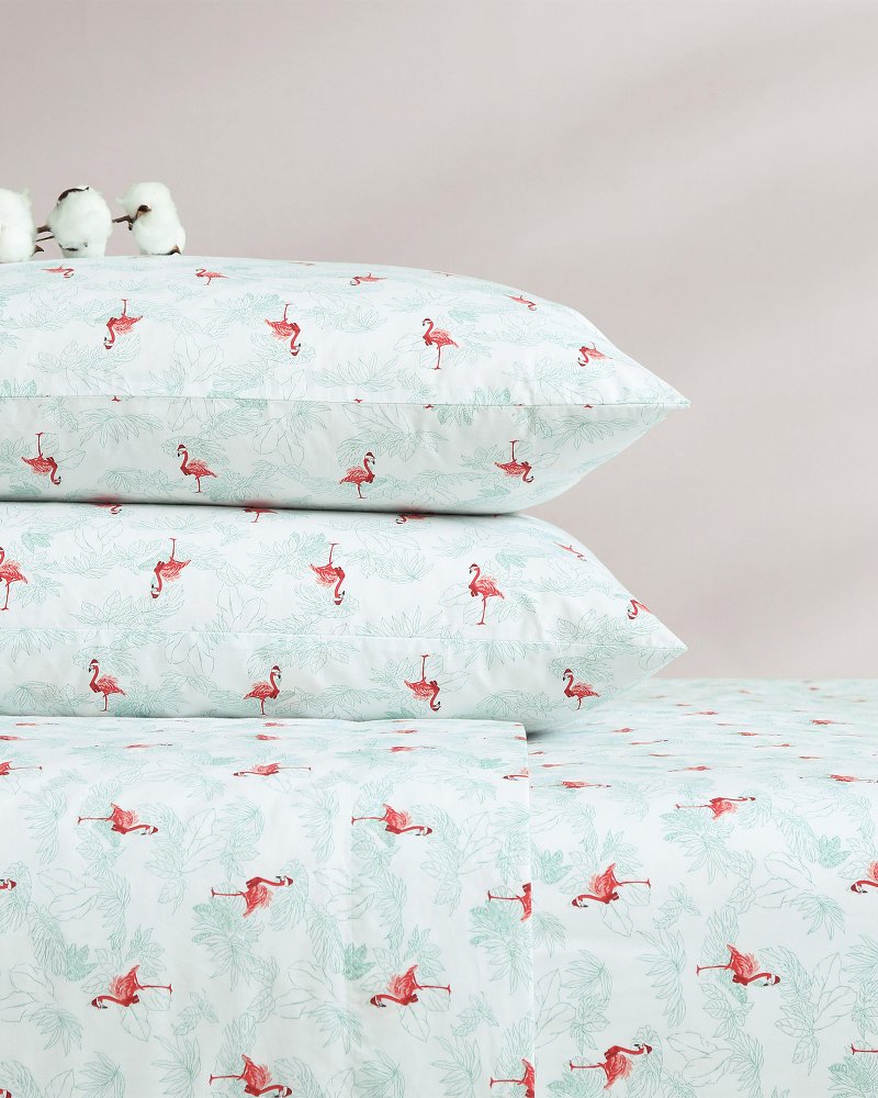 Flamingo Santa 4-Piece King Sheet Set - Tommy Bahama Beach & Home