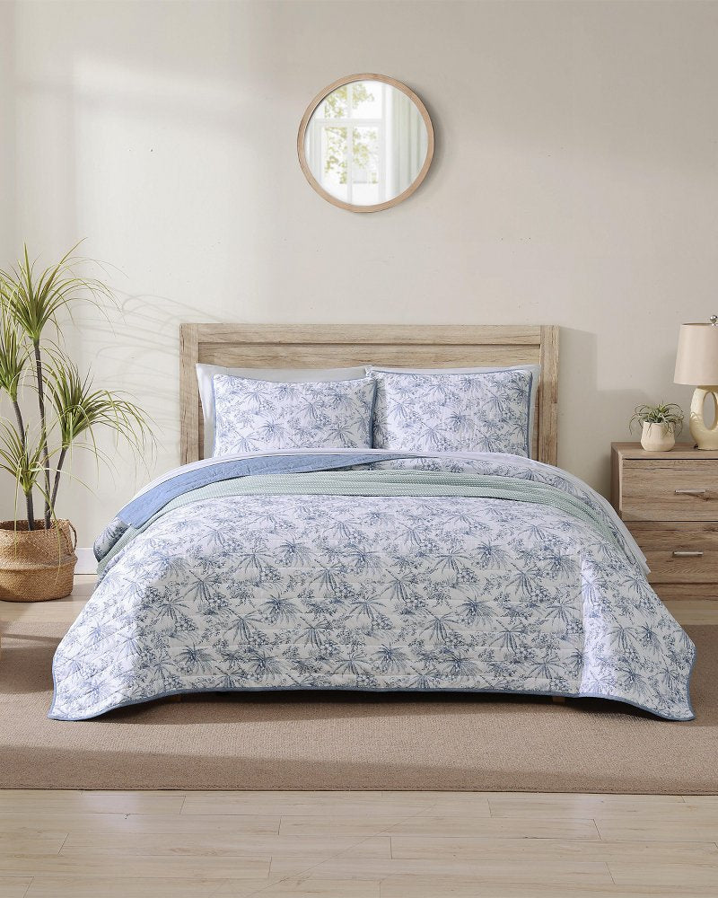 Pen and Ink Palm Reversible 2-Piece Twin Quilt Set - Tommy Bahama Beach & Home