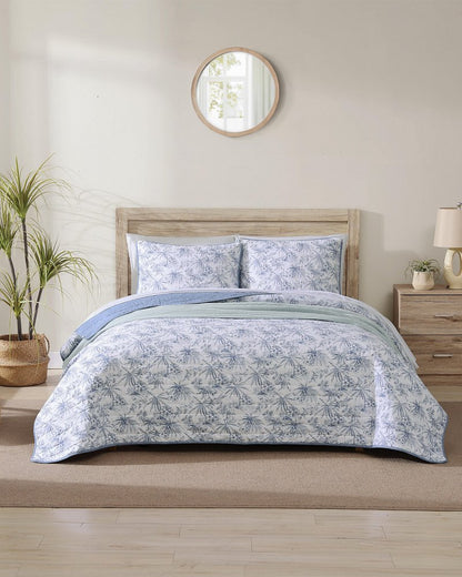 Pen and Ink Palm Reversible 2-Piece Twin Quilt Set - Tommy Bahama Beach & Home