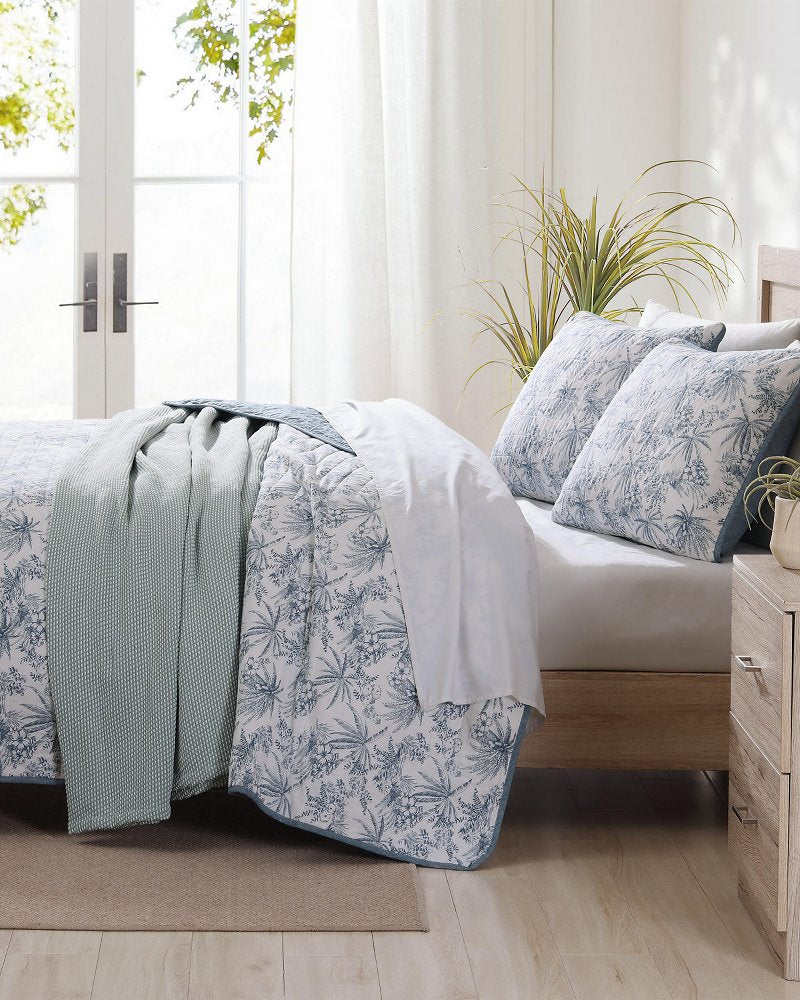 Pen and Ink Palm Reversible 2-Piece Twin Quilt Set - Tommy Bahama Beach & Home