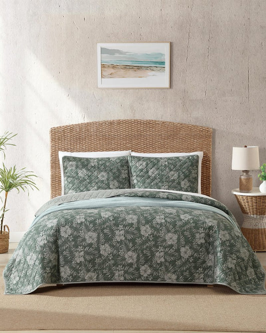 Hibiscus Jungle Reversible 3-Piece Full/Queen Quilt Set - Tommy Bahama Beach & Home