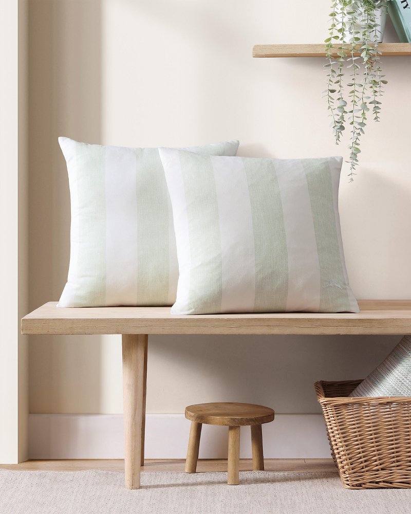 Awning Stripe Green Decorative Pillow - Tommy Bahama Beach & Home