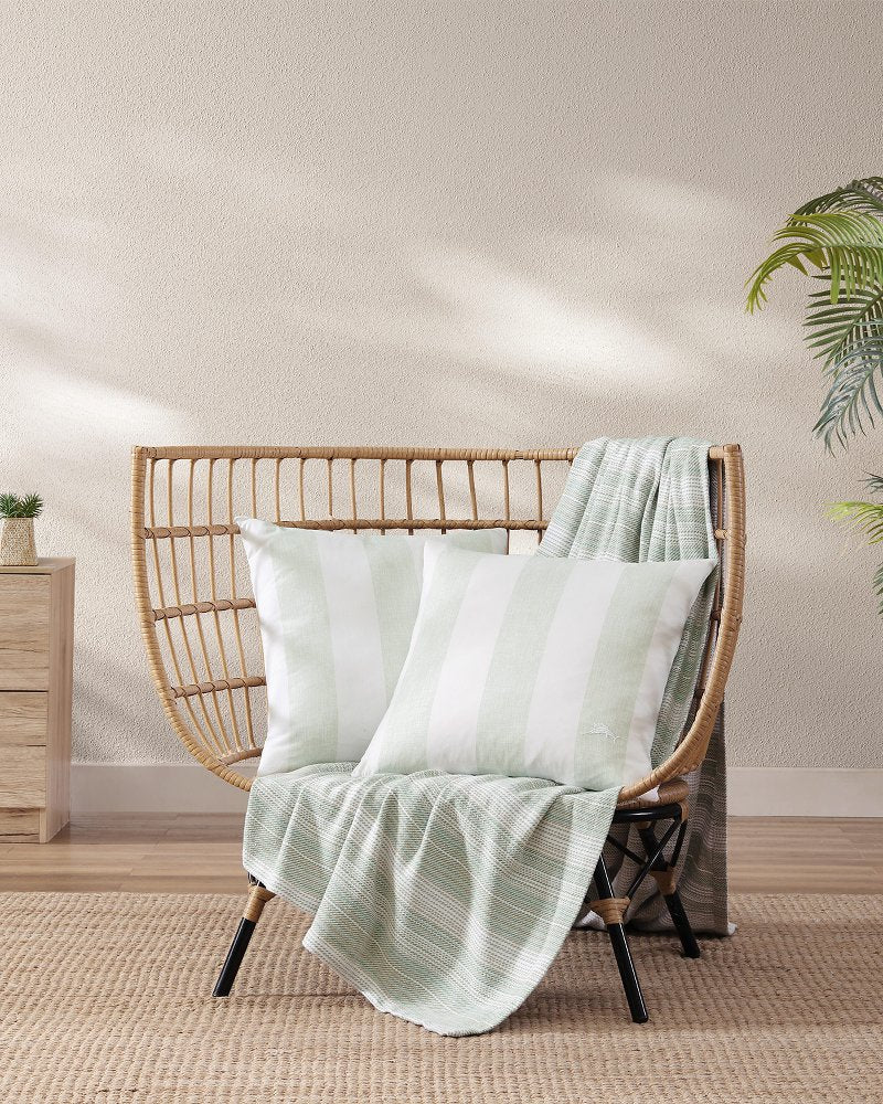 Awning Stripe Green Decorative Pillow - Tommy Bahama Beach & Home