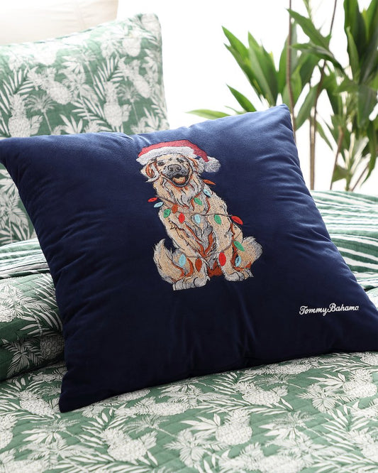 Holiday Retriever Velvet Decorative Pillow - Tommy Bahama Beach & Home