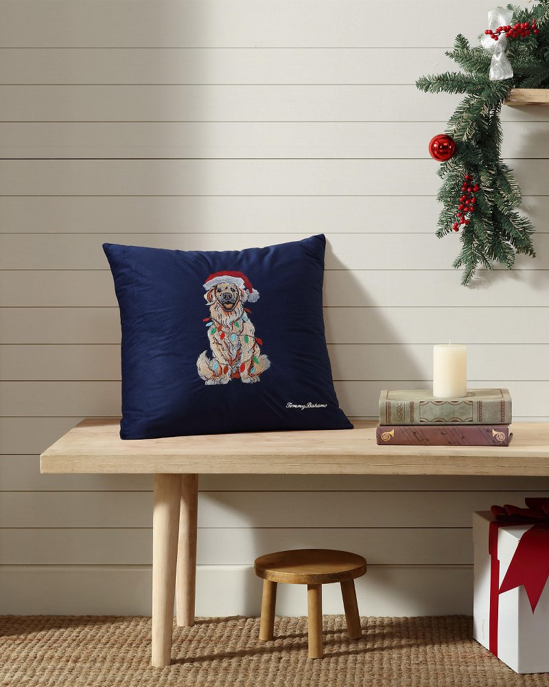 Holiday Retriever Velvet Decorative Pillow - Tommy Bahama Beach & Home
