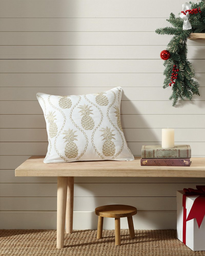 Golden Pineapples Embroidered Decorative Pillow - Tommy Bahama Beach & Home