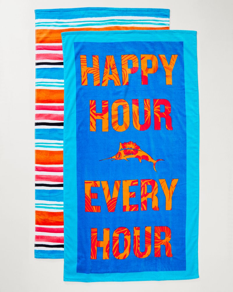 Cape Coral & Happy Hour Beach Towels — Set of 2 - Tommy Bahama Beach & Home