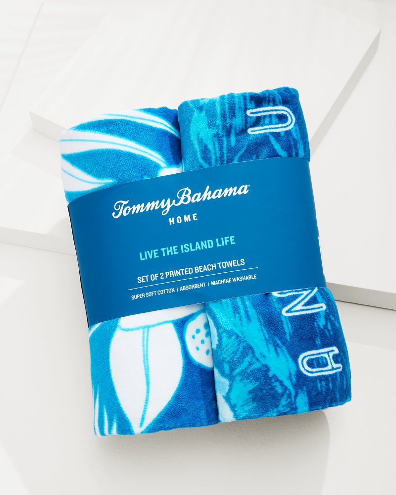 High Tide Hangout & Island Cays Blooms Beach Towels — Set of 2 - Tommy Bahama Beach & Home