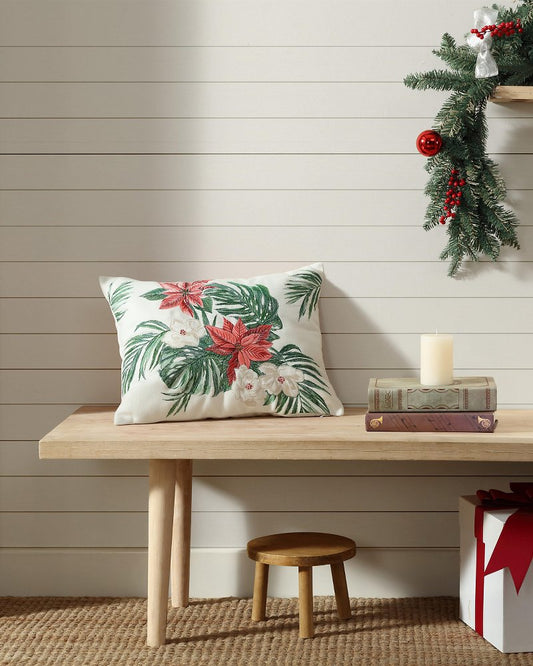 Festive Palms Velvet Embroidered Decorative Pillow - Tommy Bahama Beach & Home