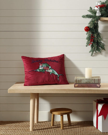 Holiday Marlin Velvet Embroidered Decorative Pillow - Tommy Bahama Beach & Home