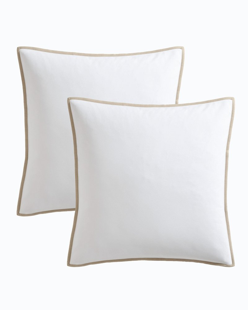 Bahama Basic Canvas White European Shams - Set of 2 - Tommy Bahama Beach & Home