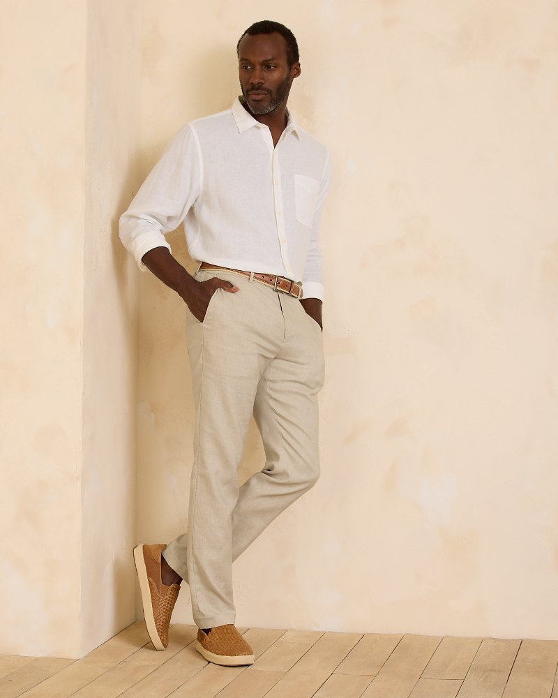 Latigo Beach Linen-Blend Flat-Front Pants - Tommy Bahama Men