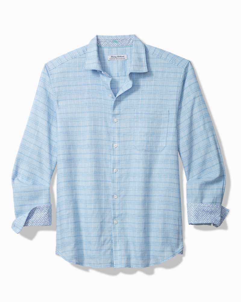 Barbados Breeze Playa Plaid Stretch-Linen Long-Sleeve Shirt - Tommy Bahama Men