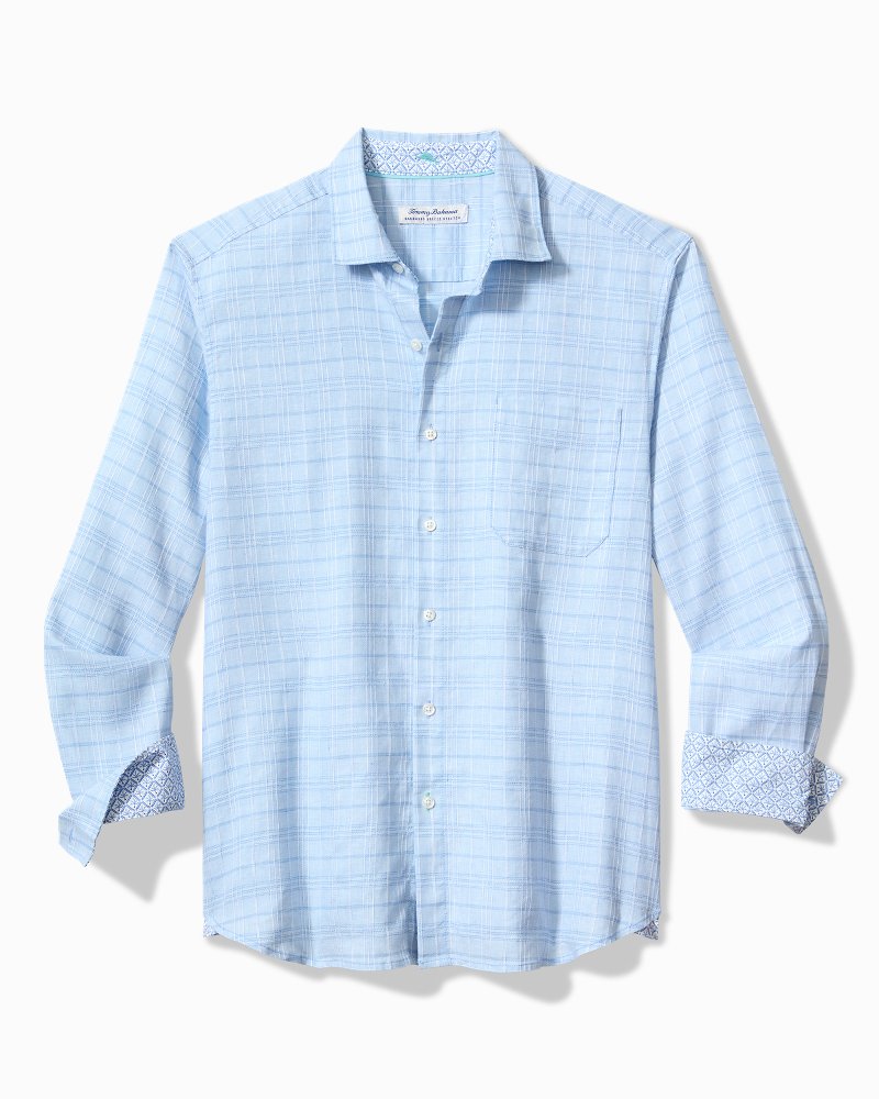 Barbados Breeze Playa Plaid Stretch-Linen Long-Sleeve Shirt - Tommy Bahama Men