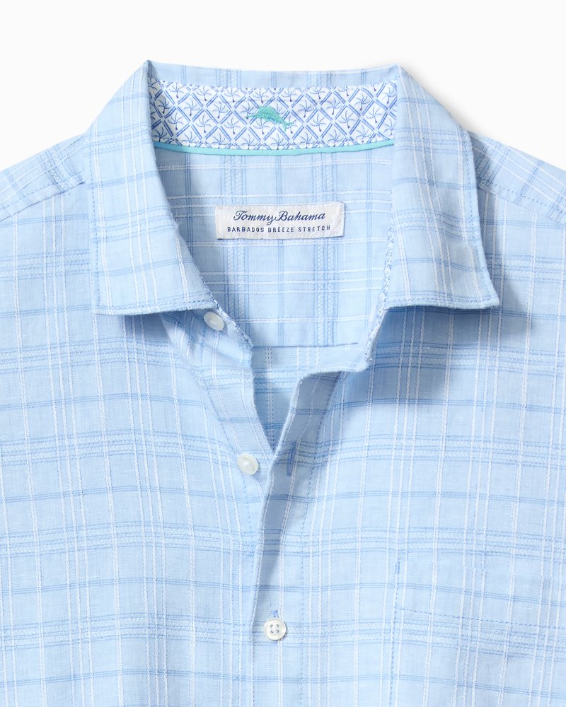 Barbados Breeze Playa Plaid Stretch-Linen Long-Sleeve Shirt - Tommy Bahama Men