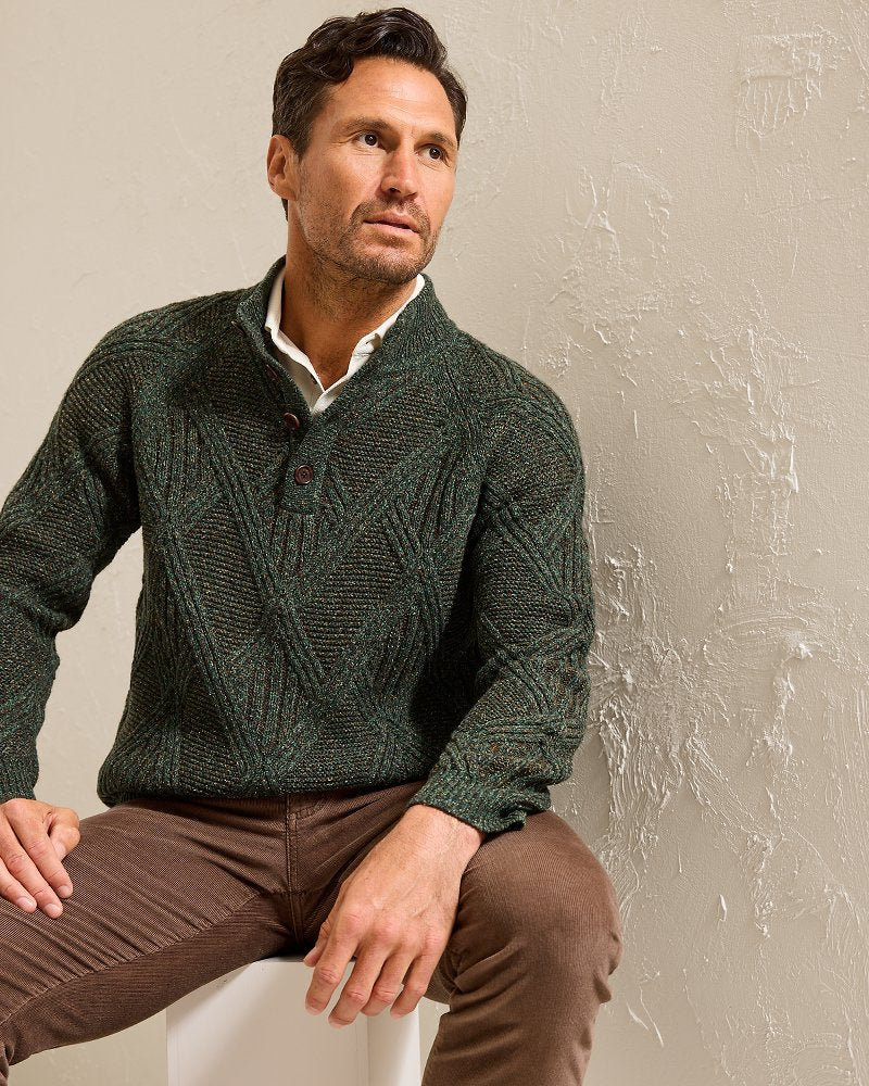 Beachscape Cable Button-Mock Sweater - Tommy Bahama Men