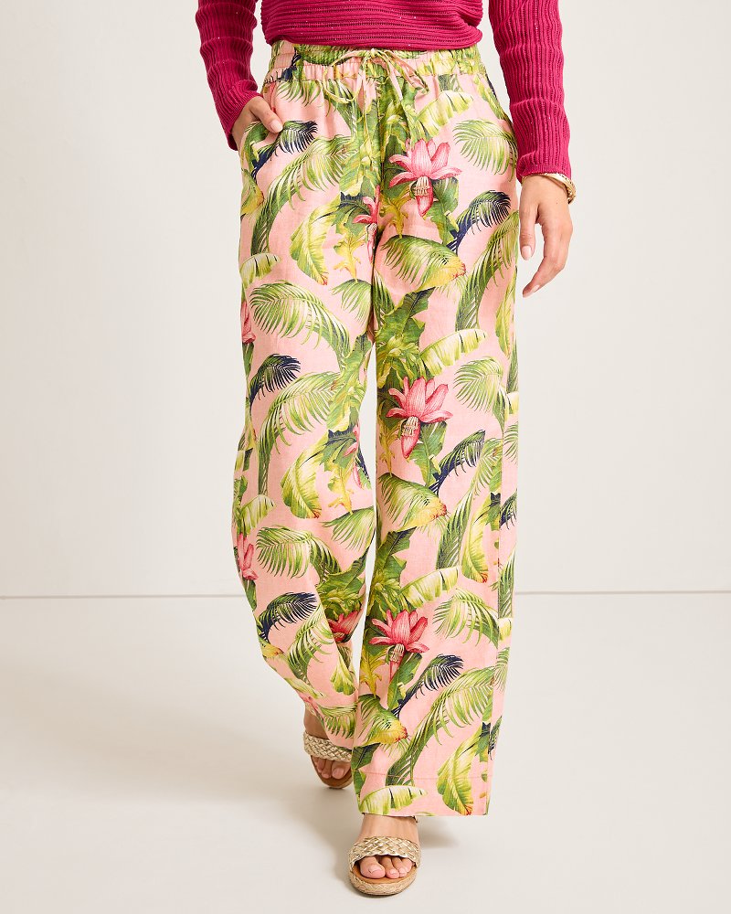 Two Palms Frond Royal High-Rise Linen Easy Pants - Tommy Bahama Women