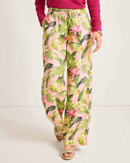 Two Palms Frond Royal High-Rise Linen Easy Pants - Tommy Bahama Women