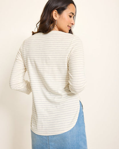 Ashby Isles Metallic Stripe 3/4-Sleeve T-Shirt - Tommy Bahama Women