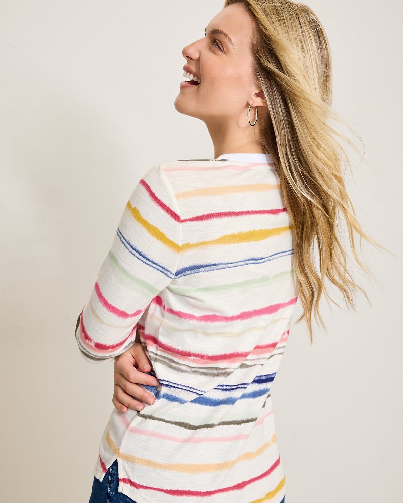 Ashby Isles Sealight Stripe 3/4-Sleeve T-Shirt - Tommy Bahama Women