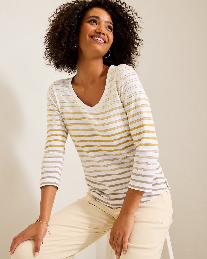 Ashby Isles Horizon Stripe 3/4-Sleeve T-Shirt - Tommy Bahama Women