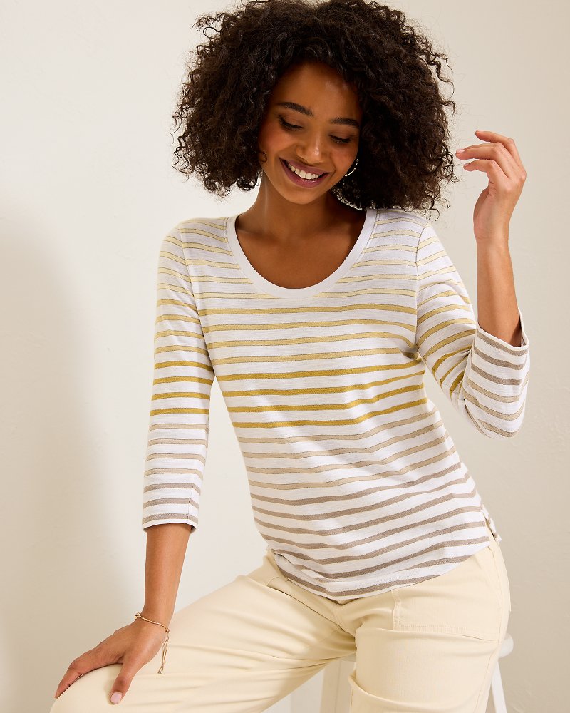 Ashby Isles Horizon Stripe 3/4-Sleeve T-Shirt - Tommy Bahama Women