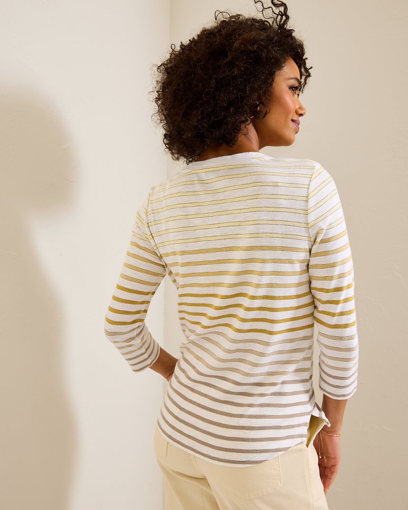 Ashby Isles Horizon Stripe 3/4-Sleeve T-Shirt - Tommy Bahama Women