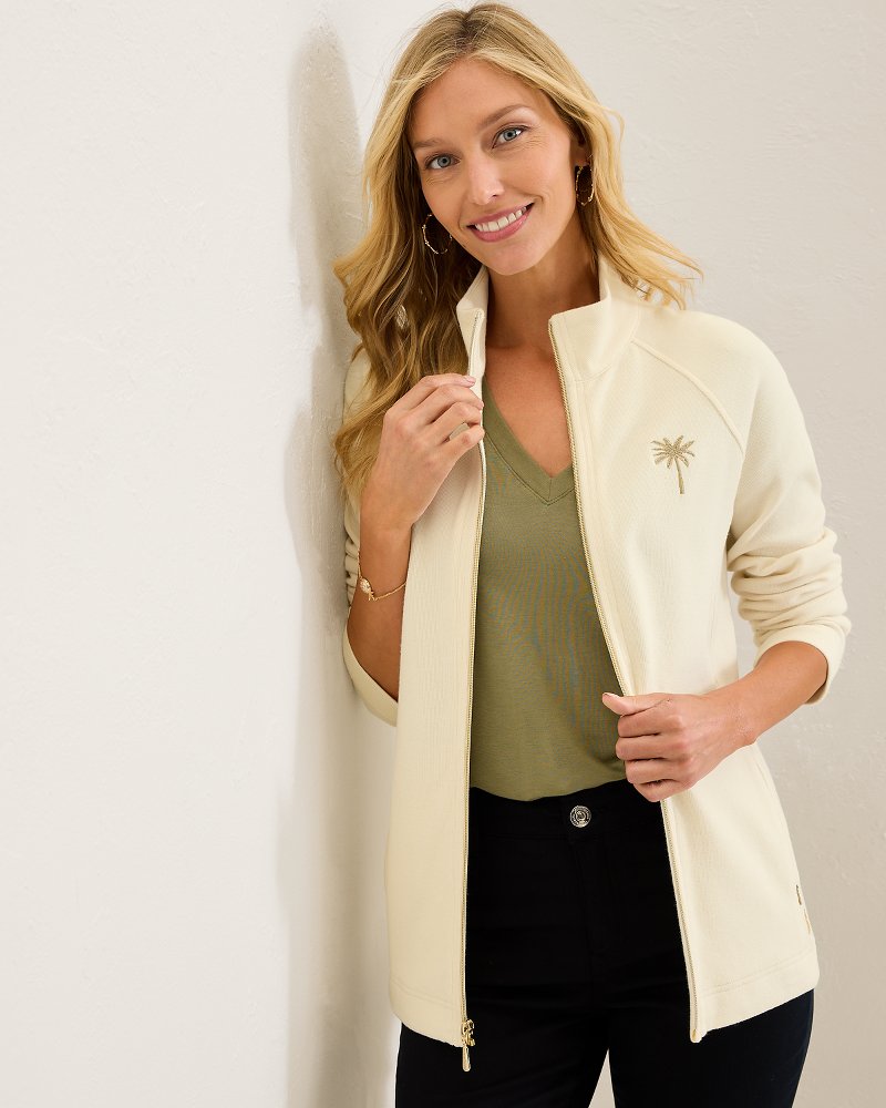 Aruba Portico Palma Embroidered Full-Zip Sweatshirt - Tommy Bahama Women