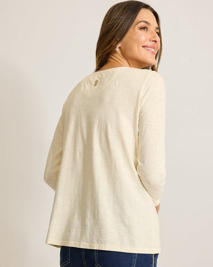 Forever Fronds Embellished Lux 3/4-Sleeve T-Shirt - Tommy Bahama Women