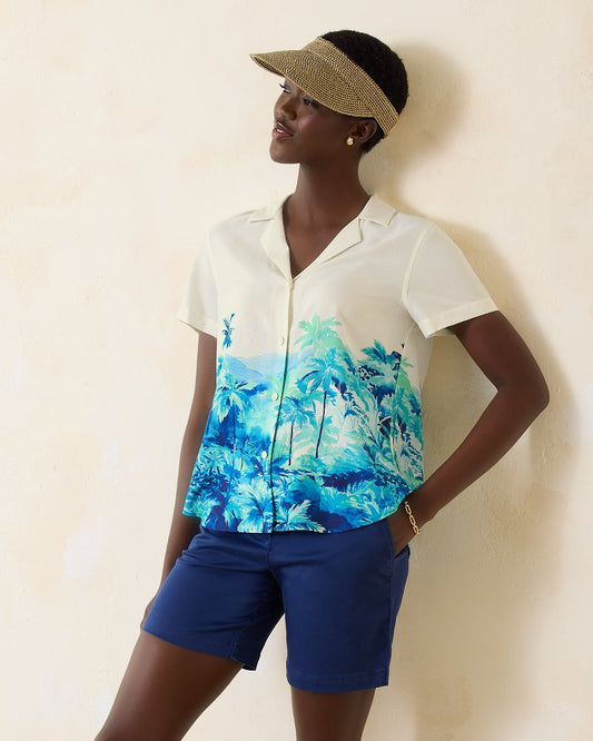Oceanside Views Talulla Silk Camp Shirt - Tommy Bahama Women
