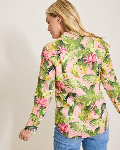 Coastalina Frond Royal Linen Shirt - Tommy Bahama Women
