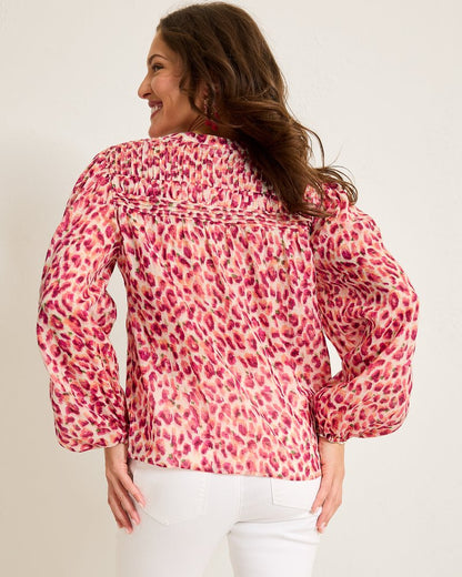 Jeweled Jaguar Pintuck Blouse - Tommy Bahama Women