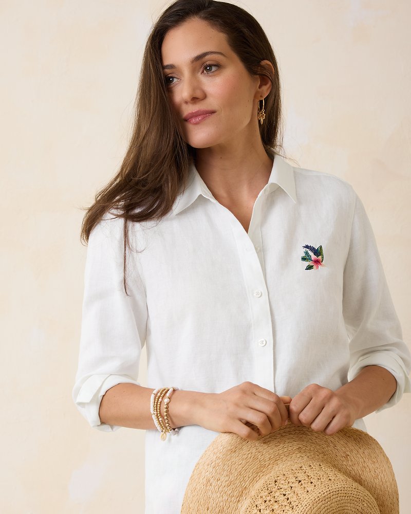 Coastalina Coastal Palms Linen Shirt - Tommy Bahama Women