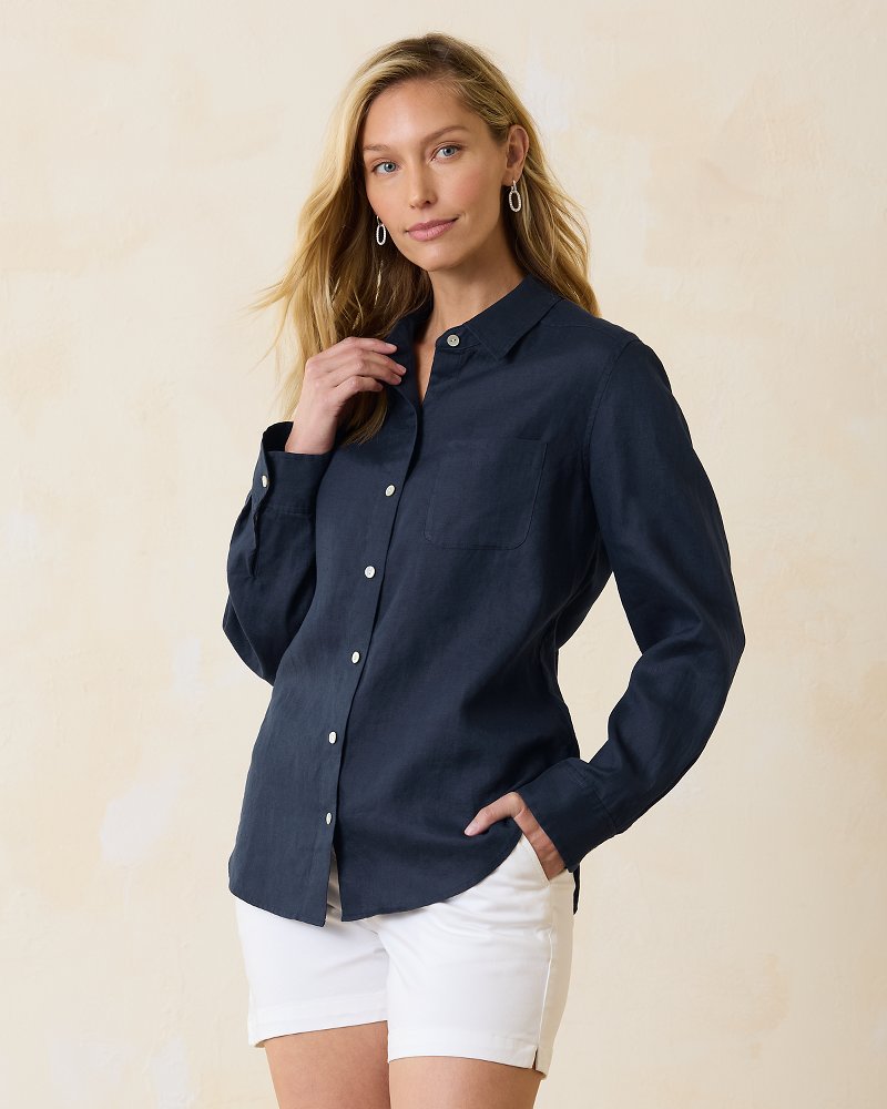 Coastalina Relaxed Long-Sleeve Linen Top - Tommy Bahama Women
