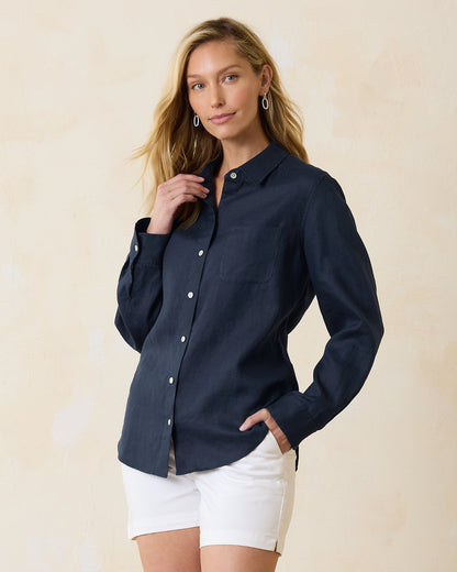 Coastalina Relaxed Long-Sleeve Linen Top - Tommy Bahama Women