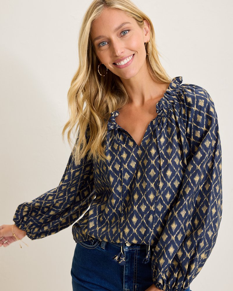 Diamond Cay Smocked Peasant Top - Tommy Bahama Women