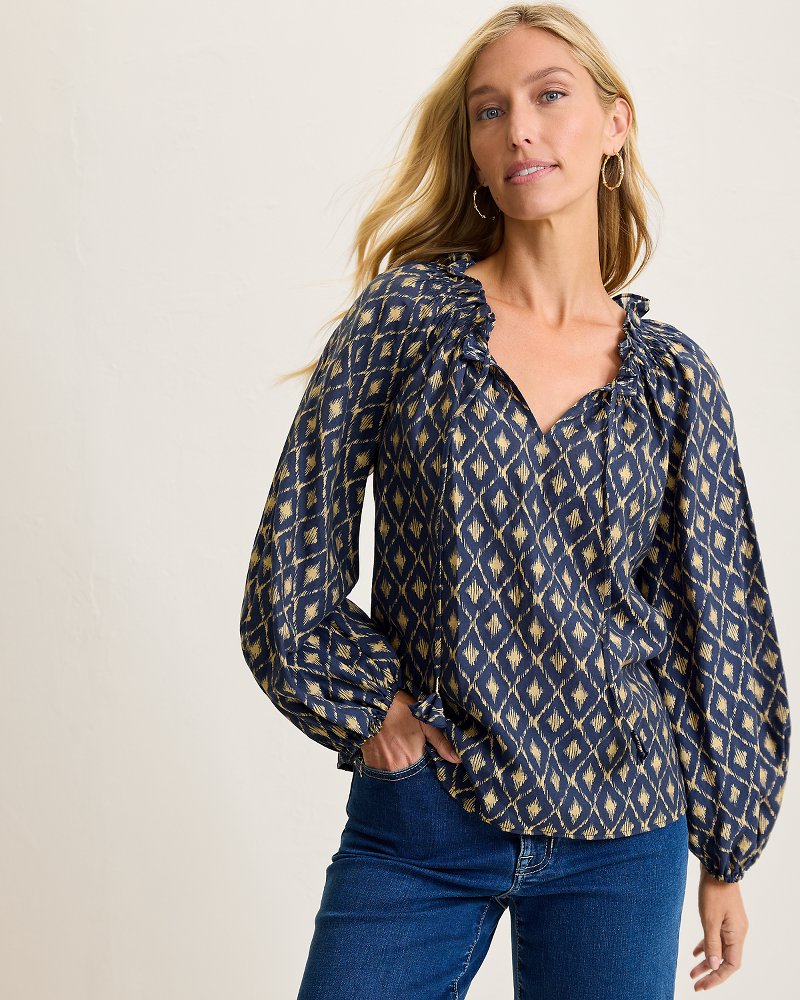 Diamond Cay Smocked Peasant Top - Tommy Bahama Women