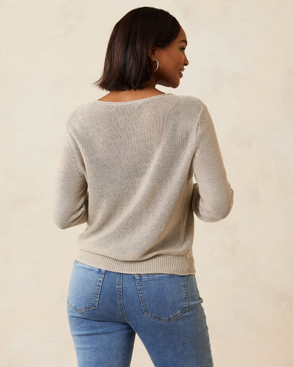 Cedar Linen Long-Sleeve V-Neck Sweater - Tommy Bahama Women