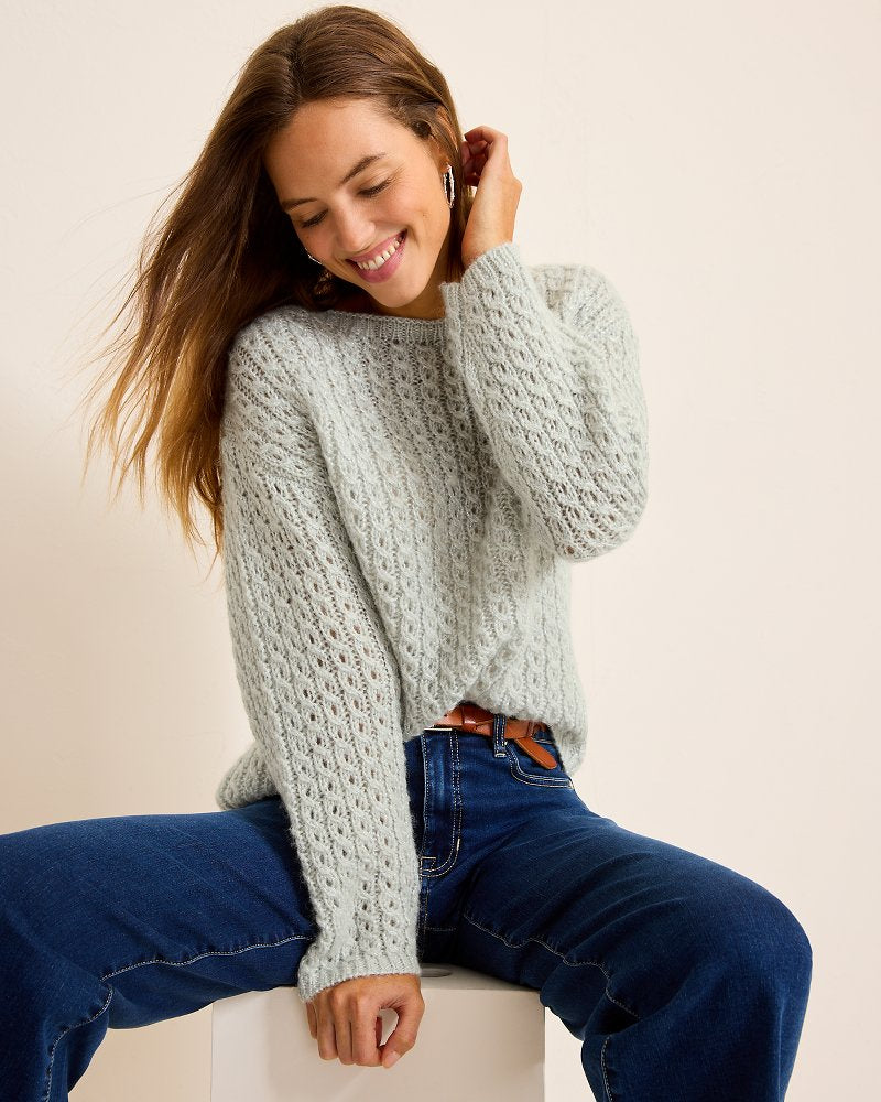 Shimmer Cable Boat-Neck Sweater - Tommy Bahama Women