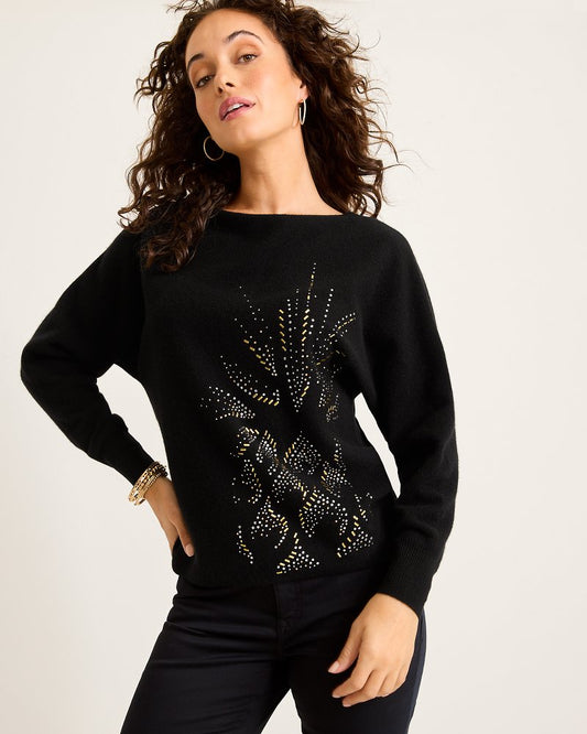 Embellished Pineapple Cashmere-Blend Sweater - Tommy Bahama Women