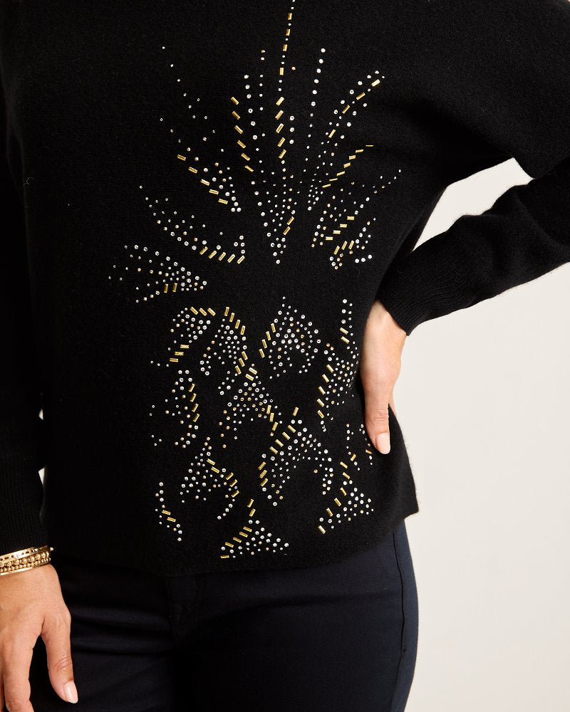 Embellished Pineapple Cashmere-Blend Sweater - Tommy Bahama Women