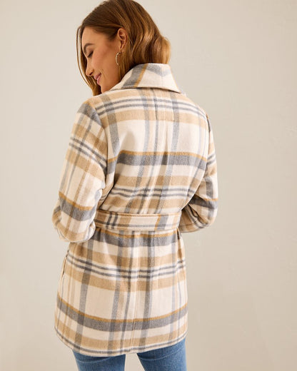 Wooly Plaid Wrap Coat - Tommy Bahama Women