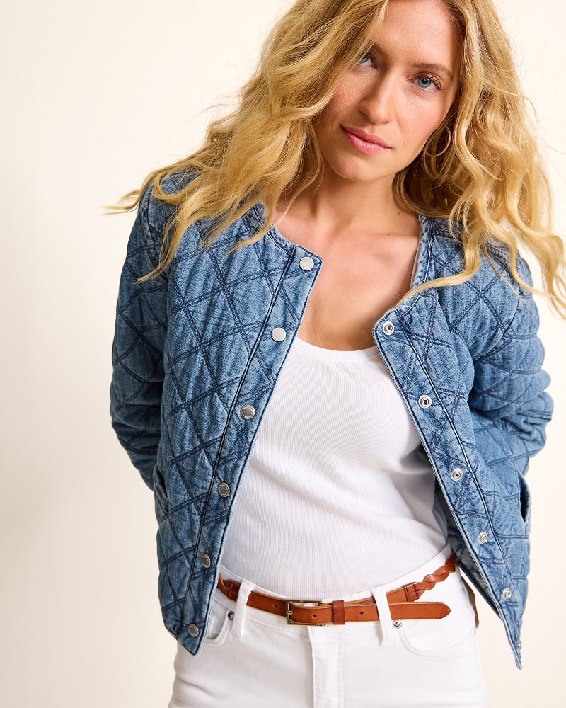 Quilted Cropped Denim Jacket - Tommy Bahama Women