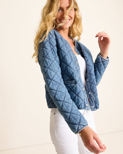 Quilted Cropped Denim Jacket - Tommy Bahama Women