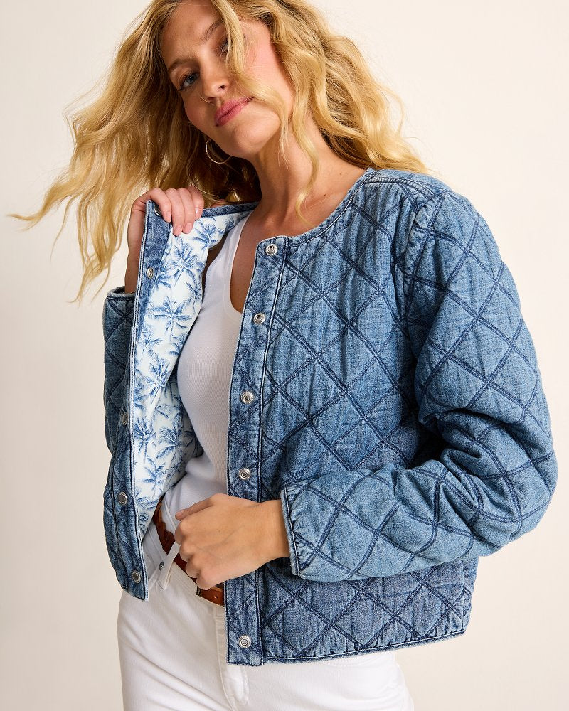 Quilted Cropped Denim Jacket - Tommy Bahama Women