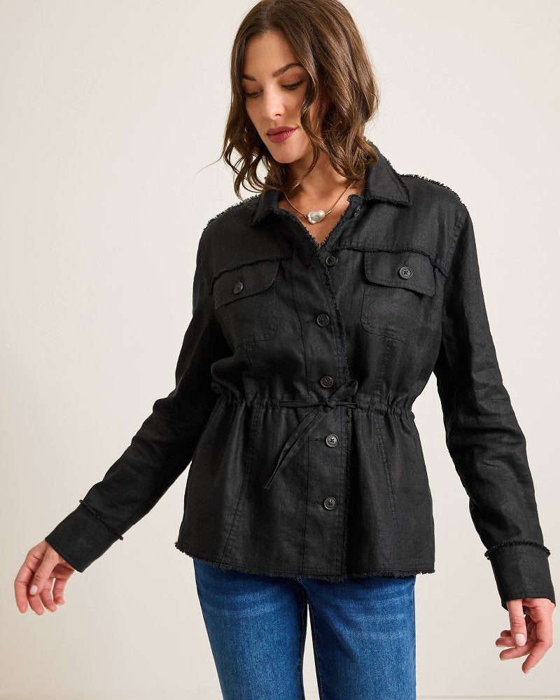 Two Palms Linen Raw-Edge Utility Jacket - Tommy Bahama Women