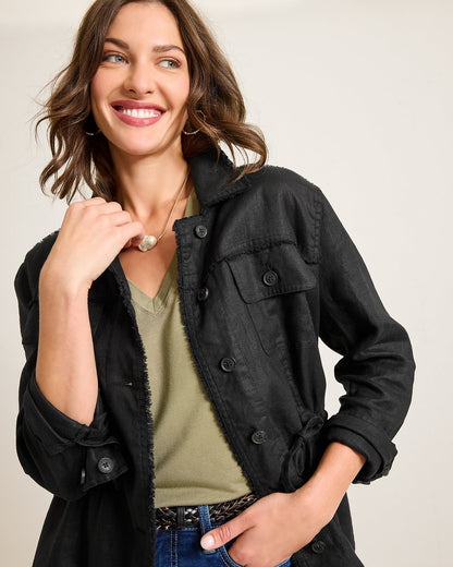 Two Palms Linen Raw-Edge Utility Jacket - Tommy Bahama Women