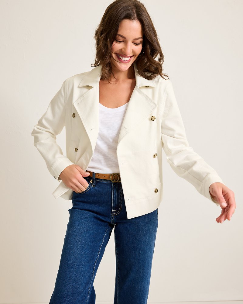 Cotton Twill Cropped Peacoat - Tommy Bahama Women